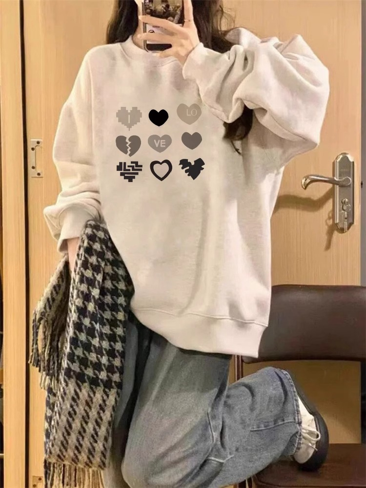 Anti-cotton Chinese cotton composite milk silk 300g/silver fox velvet 400g round neck sweatshirt for women