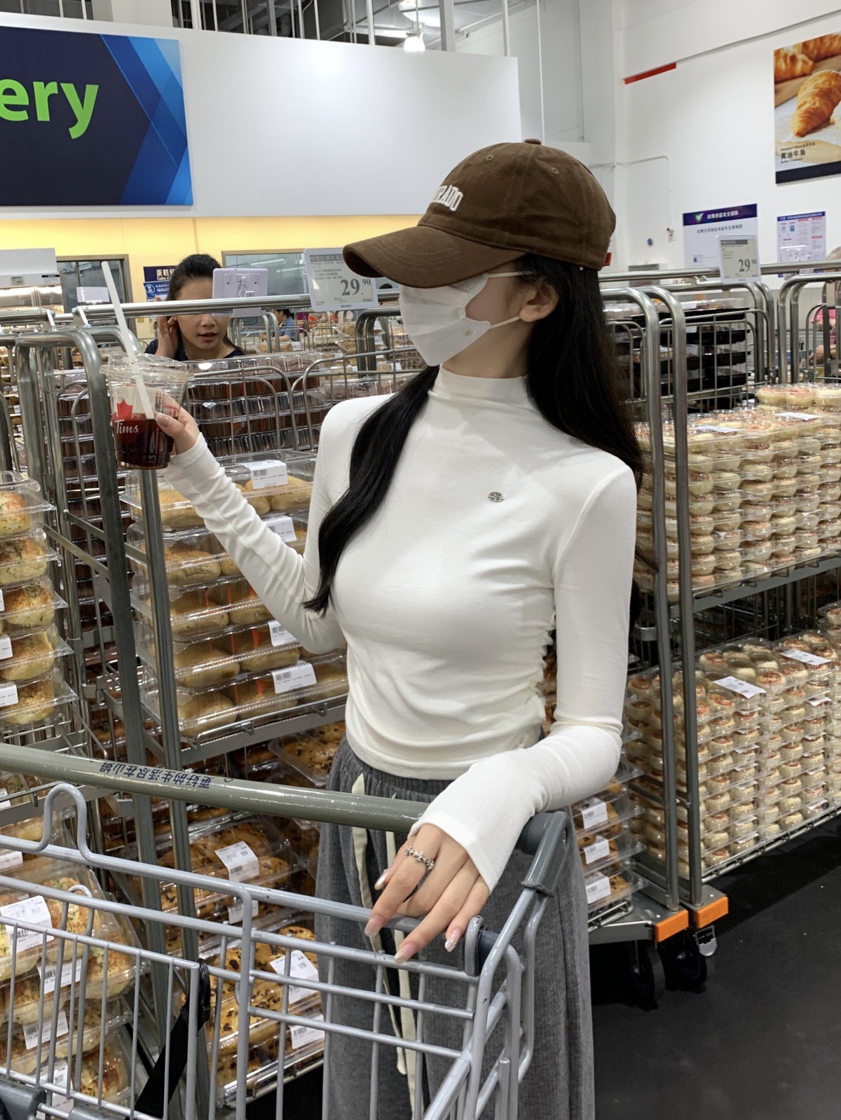實拍 秋冬韓版百搭修身半高領褶皺設計感純棉打底T恤女上衣