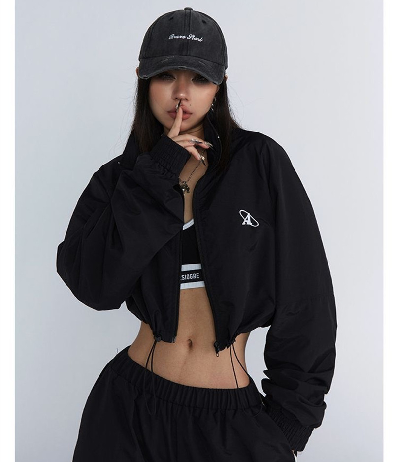 American letter embroidered sports jacket, small coat, women's high-end, loose, street-style long-sleeved jacket top