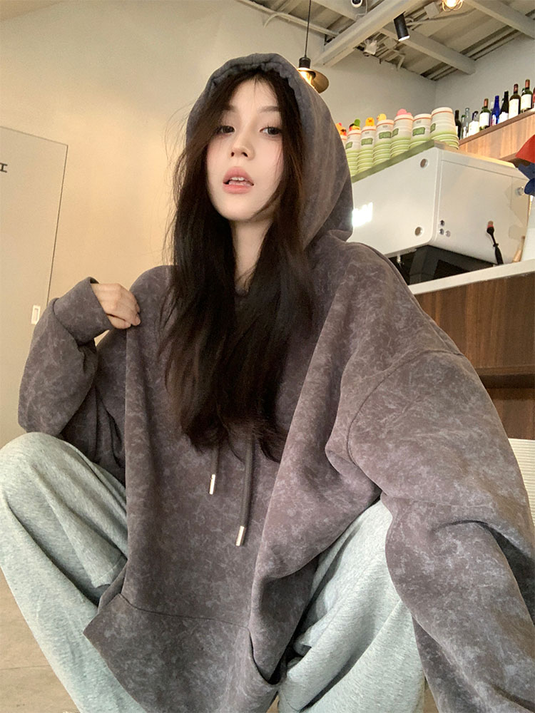 實拍 秋冬韓chic簡約設計感加厚保暖粗繩連帽衛衣