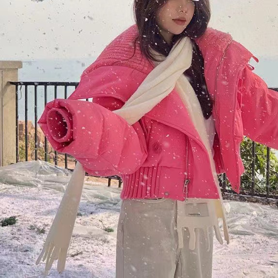 Large lapel short down jacket for women in winter new style niche design fashionable warm bread coat cotton coat trendy