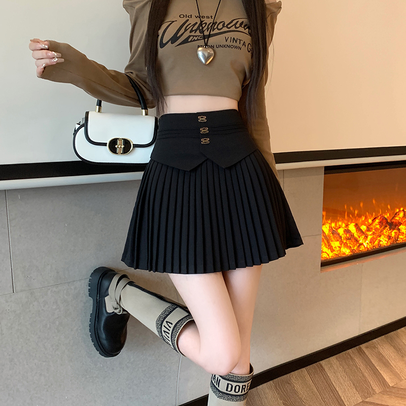 實拍2023秋冬新款辣妹時尚短裙高腰百搭顯瘦小個子防走光半身裙