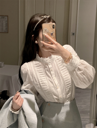 Real shot of miu sweet suit short style jacket embroidered shirt women autumn irregular skirt