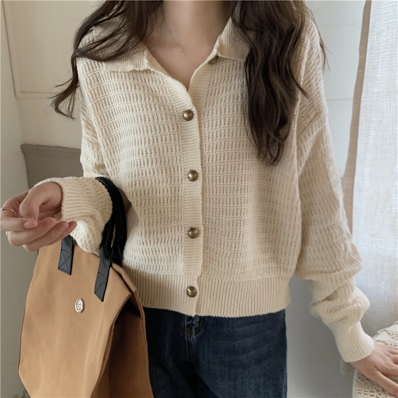Spring 2023 New Design Knitted Sweater Cardigan Jacket Women's Top Lazy Style Long Sleeve Breast Style Women's Sweater