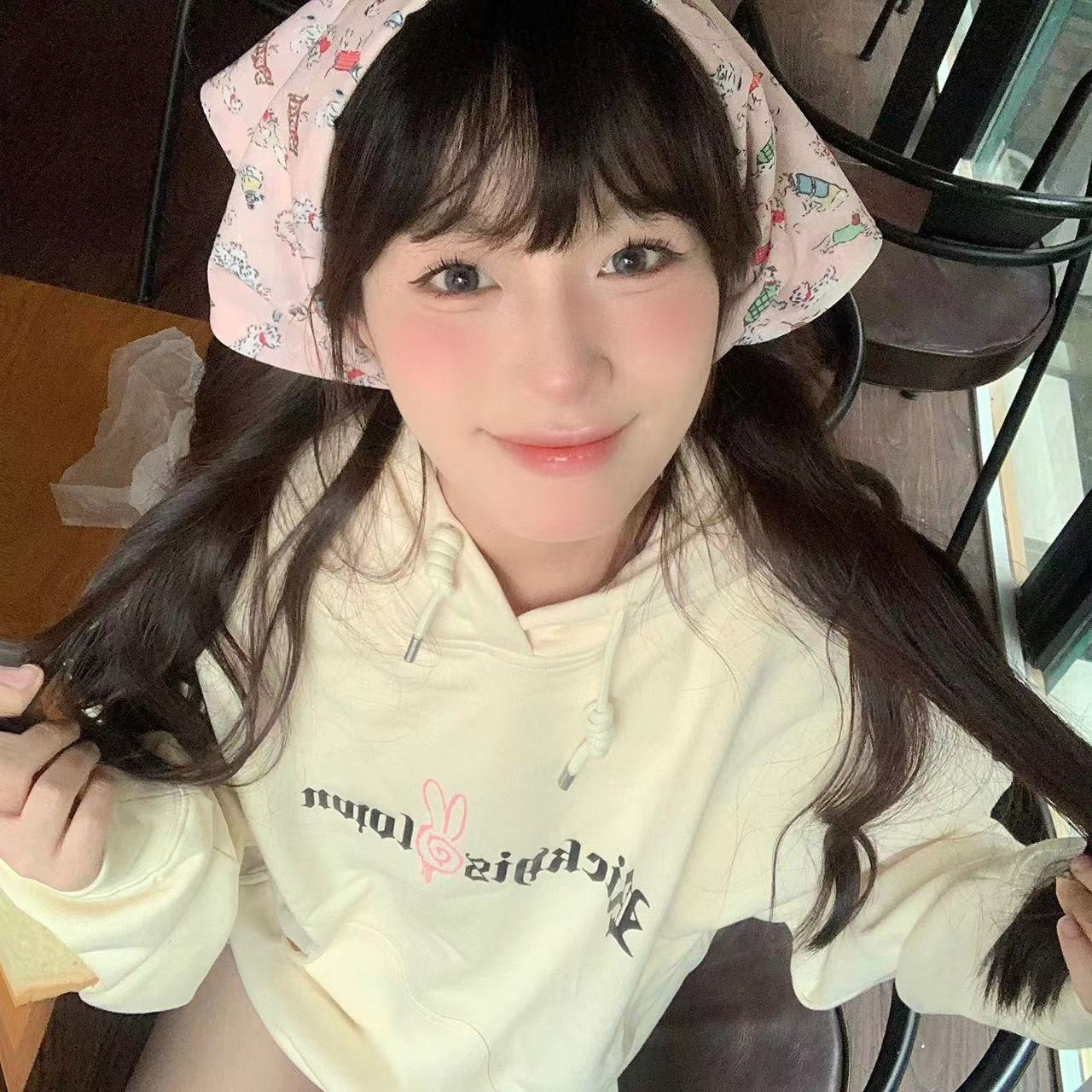 防棉華棉複合牛奶絲300克/銀狐絨400克連帽衛衣女
