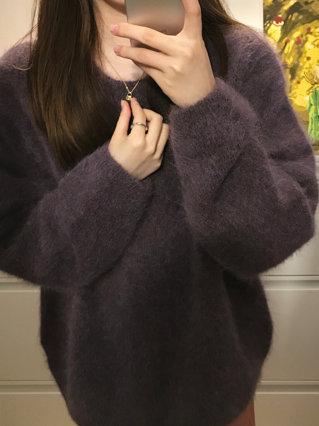 紫色軟糯水貂絨套頭毛衣女加厚冬慵懶風寬鬆高級感圓領內搭針織衫