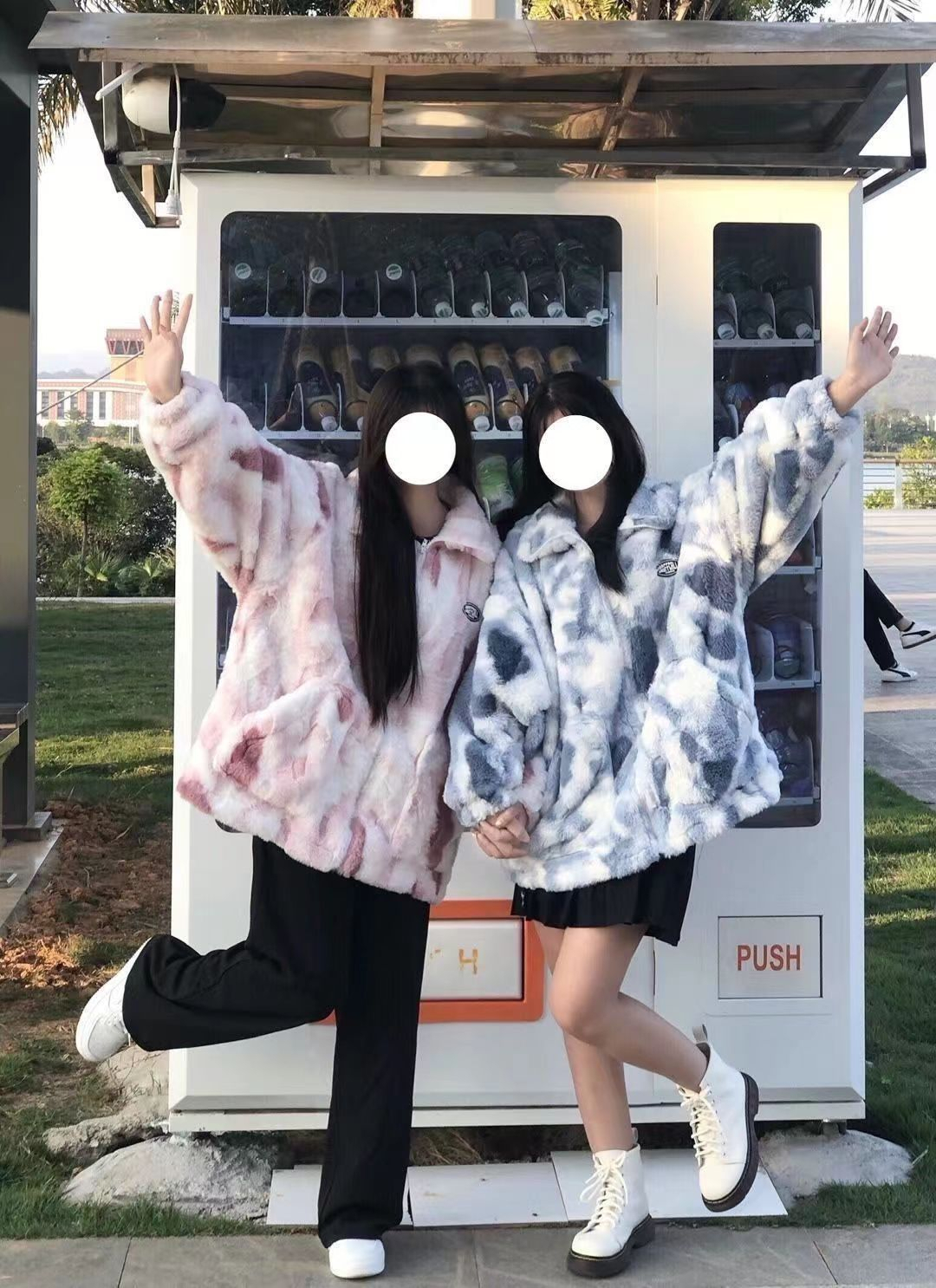 量大優惠扎染羊羔毛外套女高級感冬季加厚羊羔絨上衣潮ins