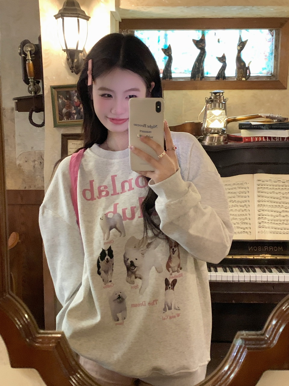 韓國時尚華棉複合薄款310克/加絨410克 秋冬裝衛衣女印花寬鬆大碼