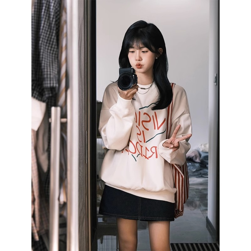 防棉華棉複合牛奶絲300克/銀狐絨400克圓領衛衣女