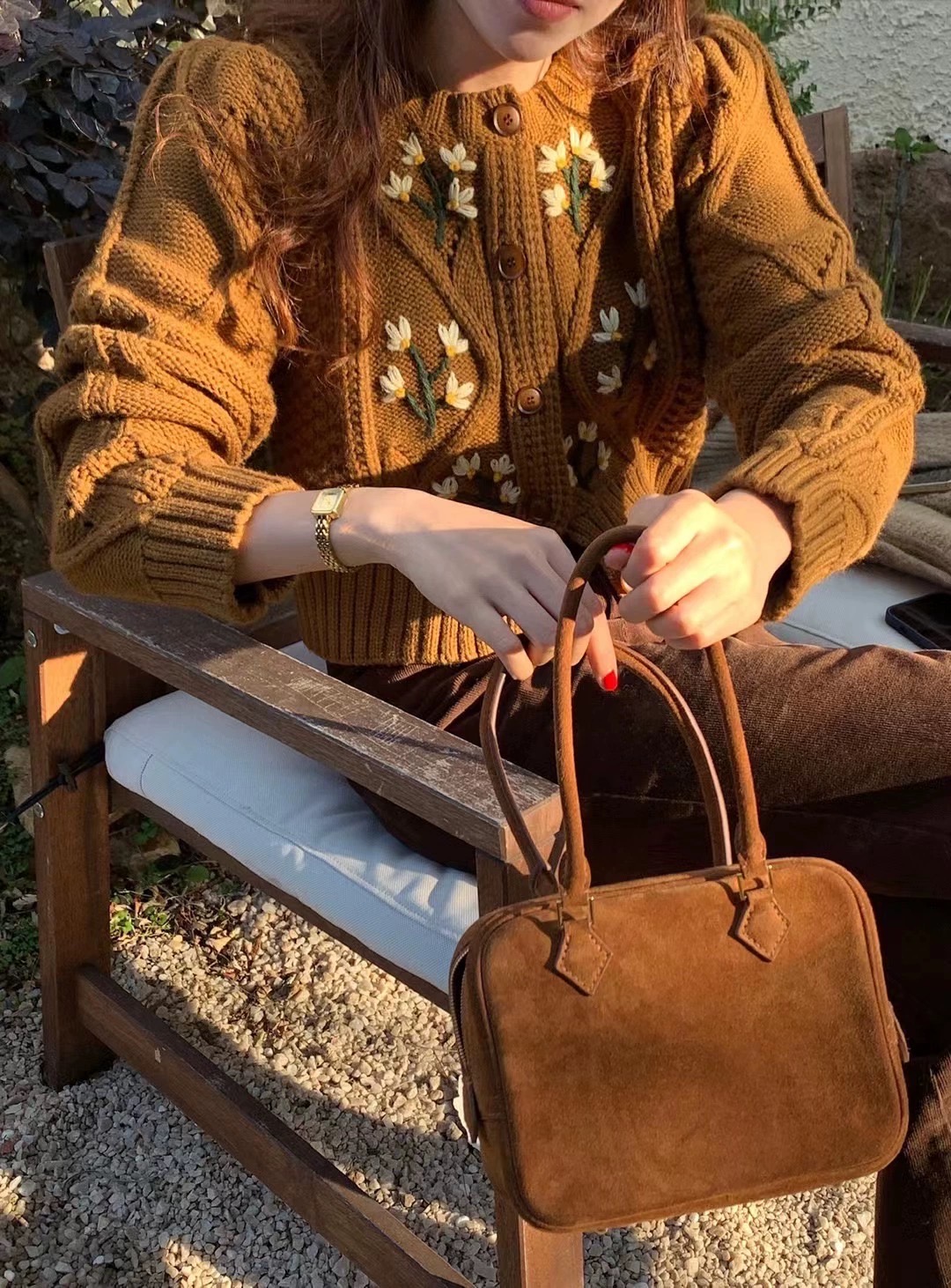 復古刺繡毛衣外套女秋冬慵懶風日系法式長袖設計感針織衫開衫上衣