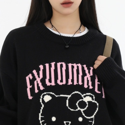  New Korean Style Loose Pullover Sweater Long Sleeve Sweater College Cute Autumn and Winter Women’s Versatile Casual