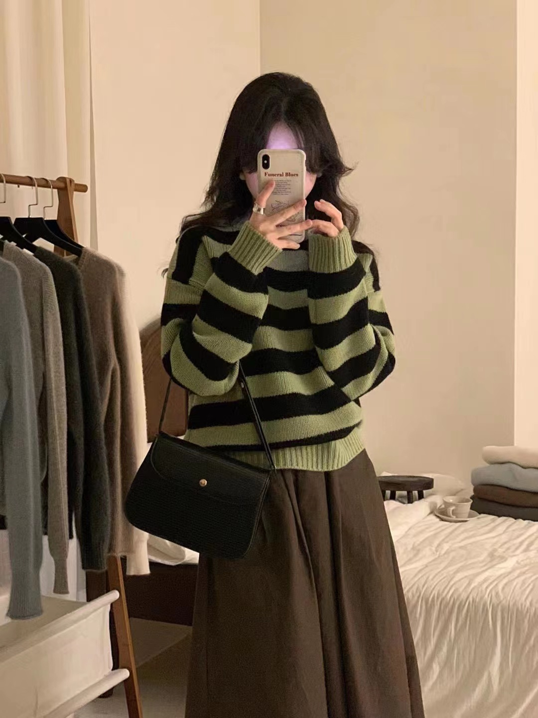 韓版套頭針織條紋毛衣女秋冬季加厚設計感小眾慵懶風高級感外穿