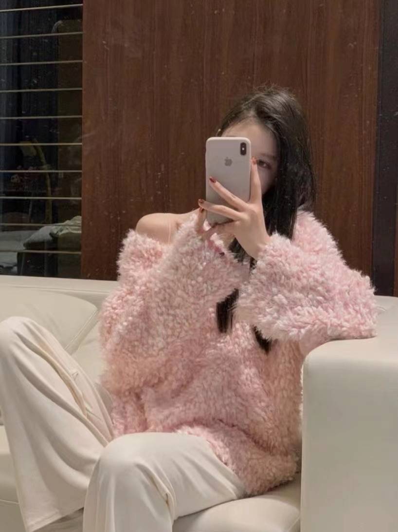韓系慵懶風V領長袖毛衣女2023年秋季新款寬鬆百搭軟糯針織衫上衣