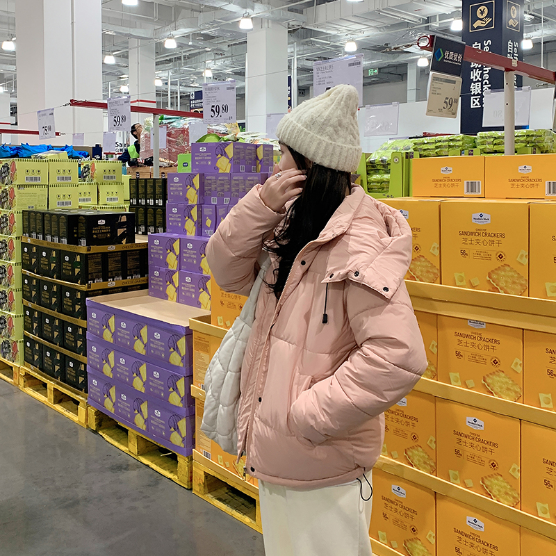 Real shot of women's cotton coat, Korean style short bread coat, small person, large size, Hong Kong style loose down jacket, student fat MM