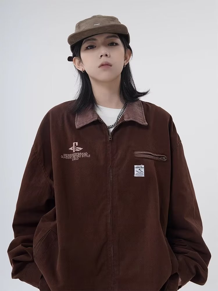 American retro lapel work jacket for women spring and autumn 2023 new trendy brand loose red jacket top fashion