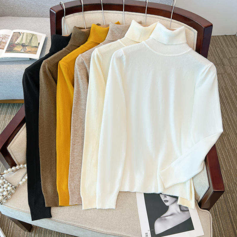 Actual shot - Turtleneck sweater bottoming shirt for women, new autumn and winter 2023 fashionable loose knitted sweater tops