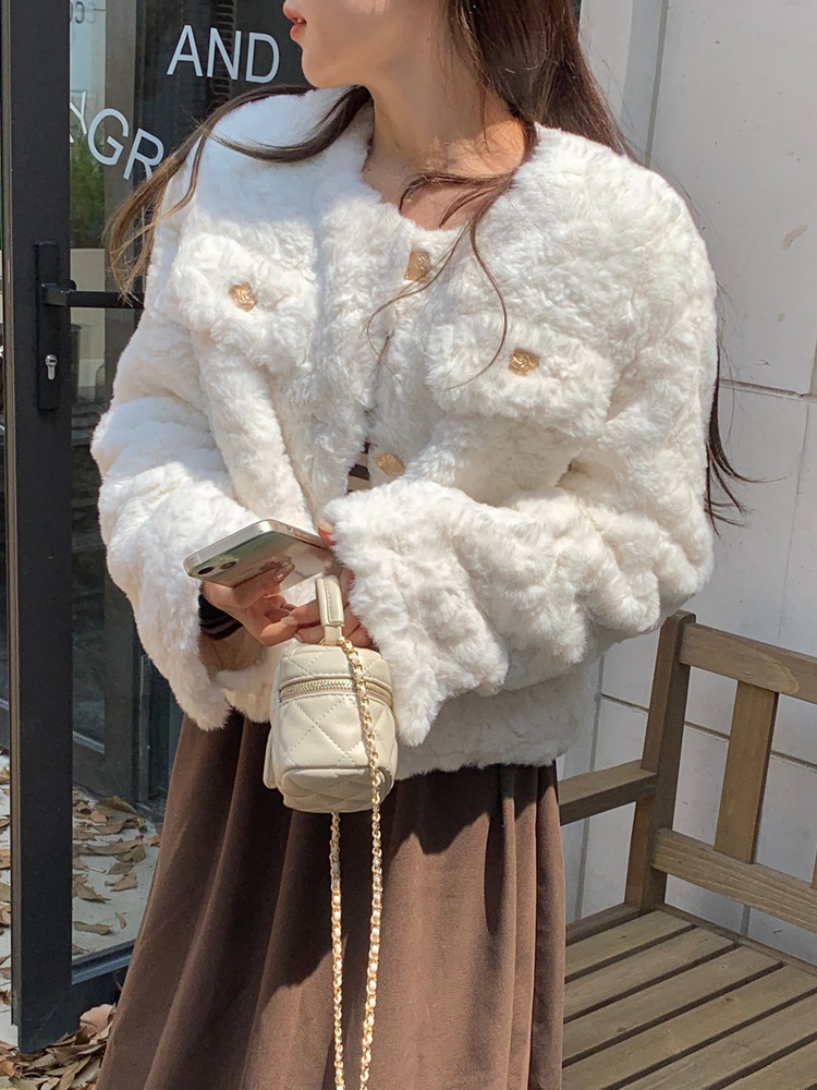 原版質量 2023秋冬小香風加厚羊羔毛外套女
