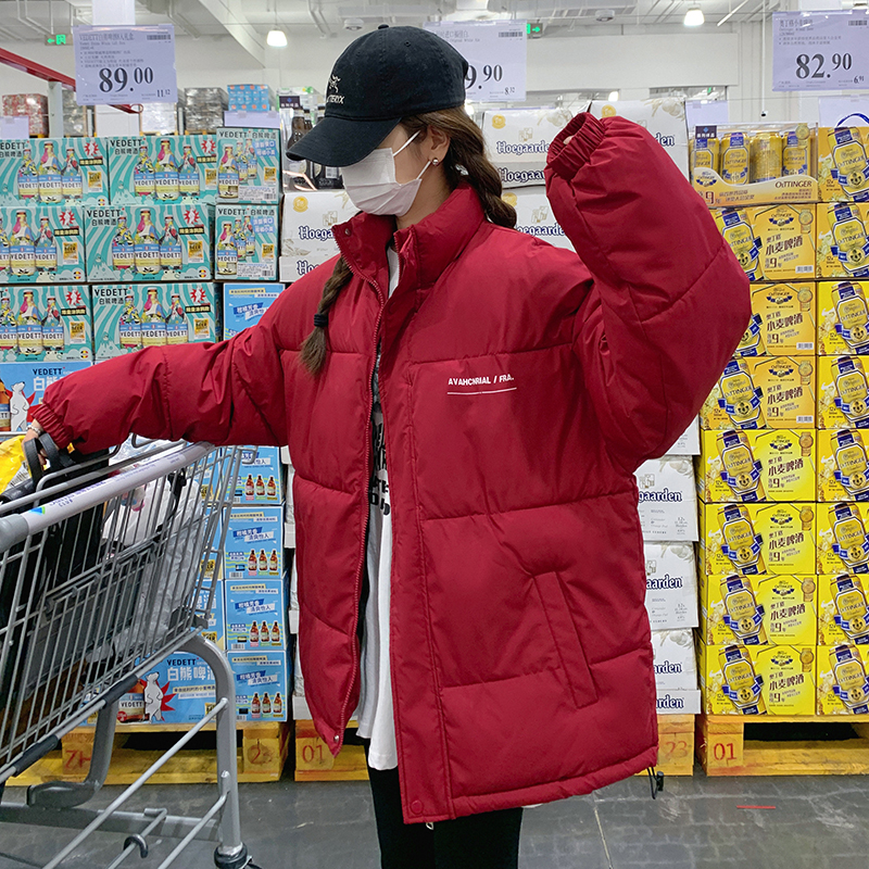 Real shot of women's cotton coat, Korean style short bread coat, small person, large size, Hong Kong style loose down jacket, student fat MM