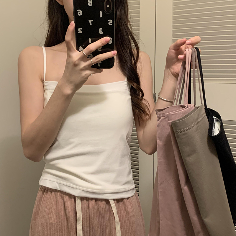 實拍  秋冬季內搭加厚加絨吊帶背心女美背抹胸外穿