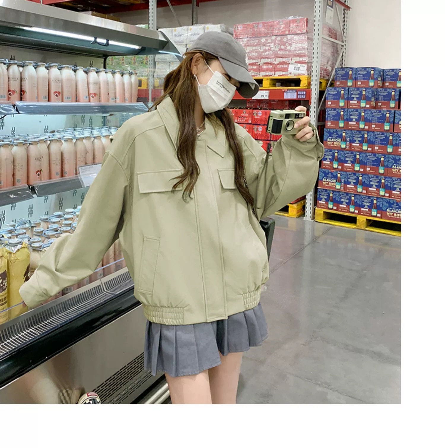 美式復古老爹pu皮衣外套小個子春秋新款寬鬆短款機車夾克女