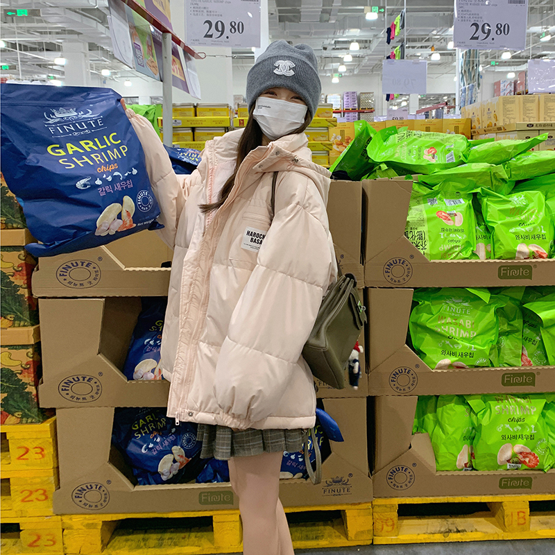 Real shot of women's cotton coat, Korean style short bread coat, small person, large size, Hong Kong style loose down jacket, student fat MM