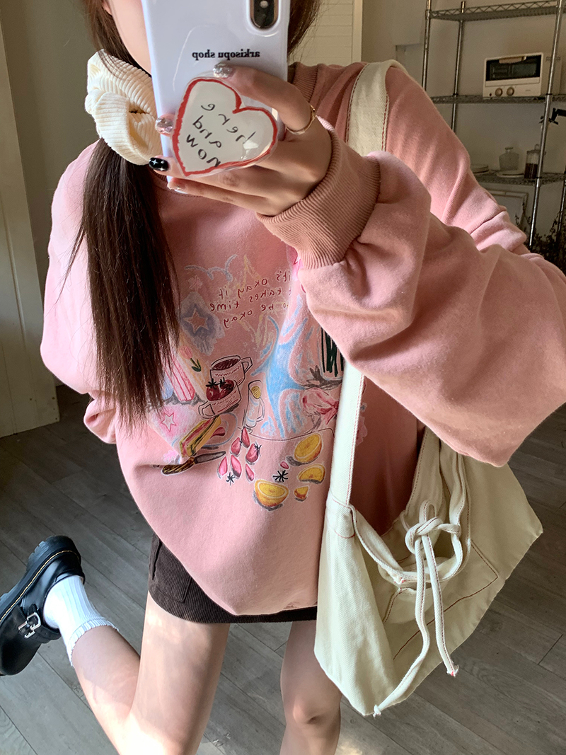 Anti-cotton Chinese cotton composite milk silk 300g/silver fox velvet 400g round neck sweatshirt for women