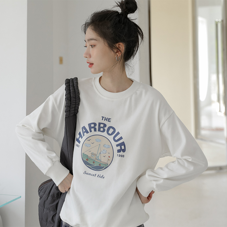 實拍2023秋季新款疊穿 高級感chic港風秋季外套ins潮款圓領衛衣女