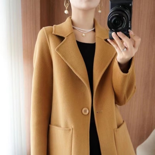 2023 new autumn and winter cashmere double-sided coat women's short buttoned small 100% wool woolen coat