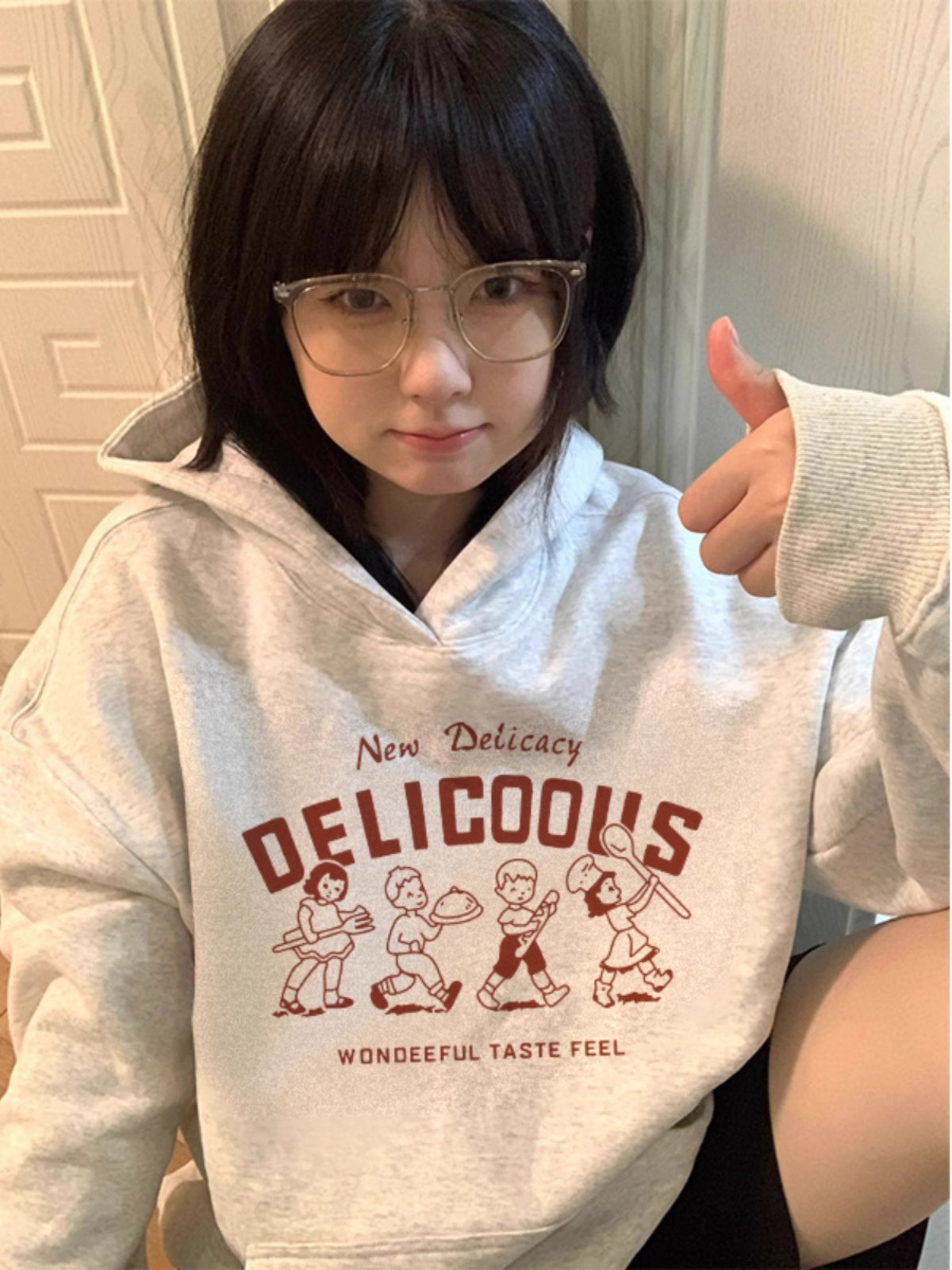 Anti-cotton Chinese cotton composite milk silk 300g/silver fox velvet 400g hooded sweatshirt for women