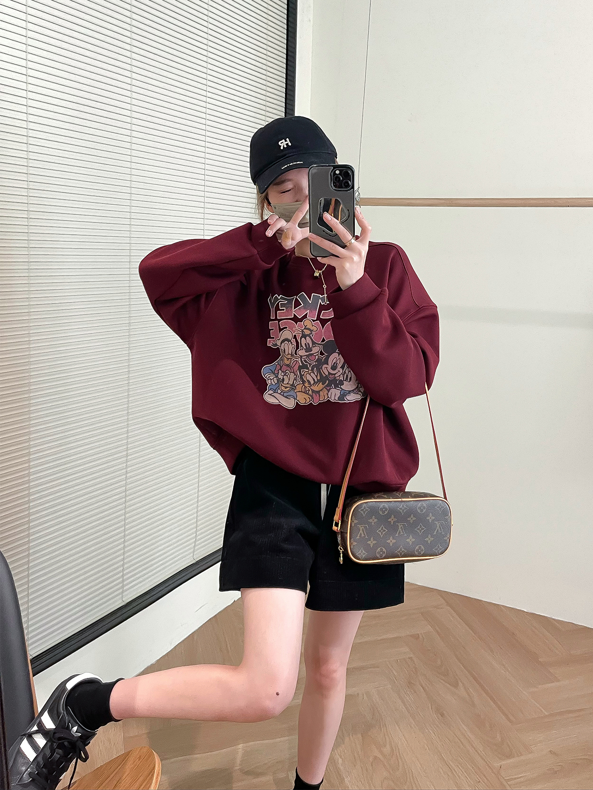 韓國新款 華棉複合薄款310克/加絨410克秋冬裝衛衣女印花寬鬆大碼