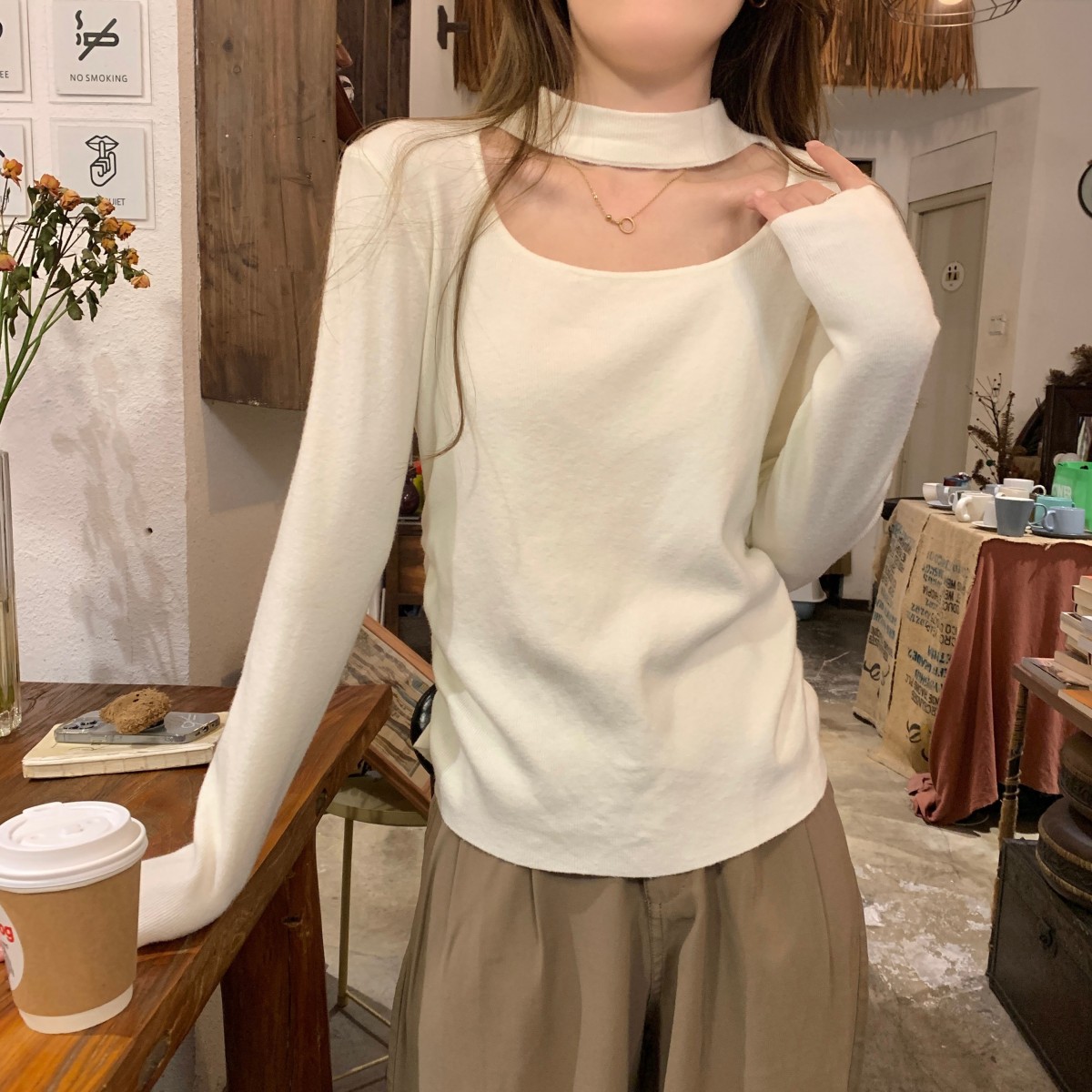 實拍 秋冬韓版修身半高領氣質褶皺內搭安迪絨針織打底女毛衣
