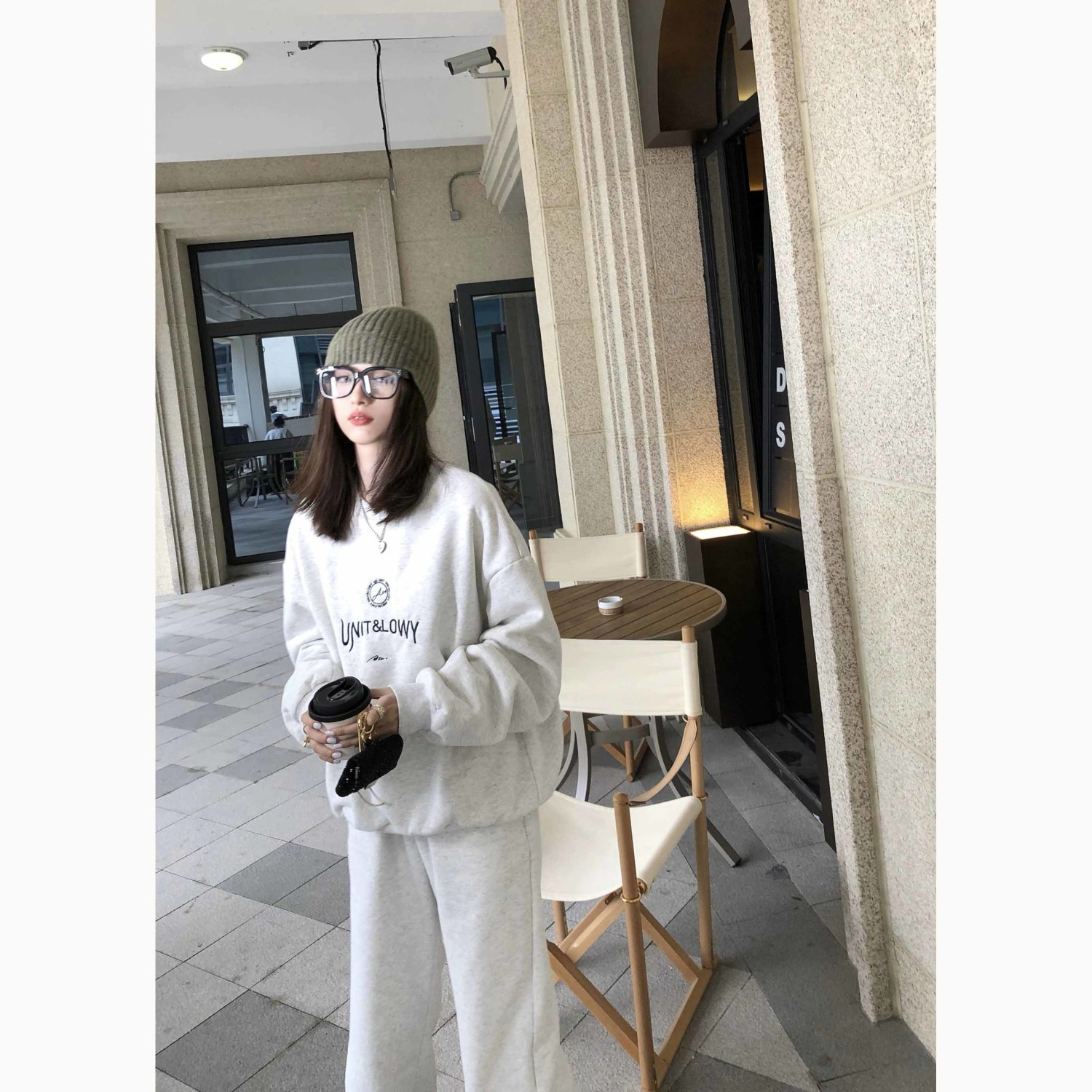 Autumn and winter fashionable sweatshirt and sweatpants suit large size loose casual fashion versatile two-piece set