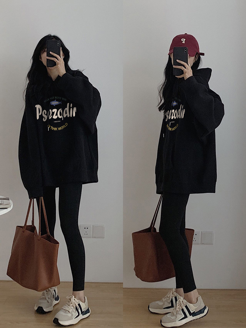 加絨連帽衛衣女裝2023秋冬季新款酒紅色hiphop寬鬆慵懶風上衣
