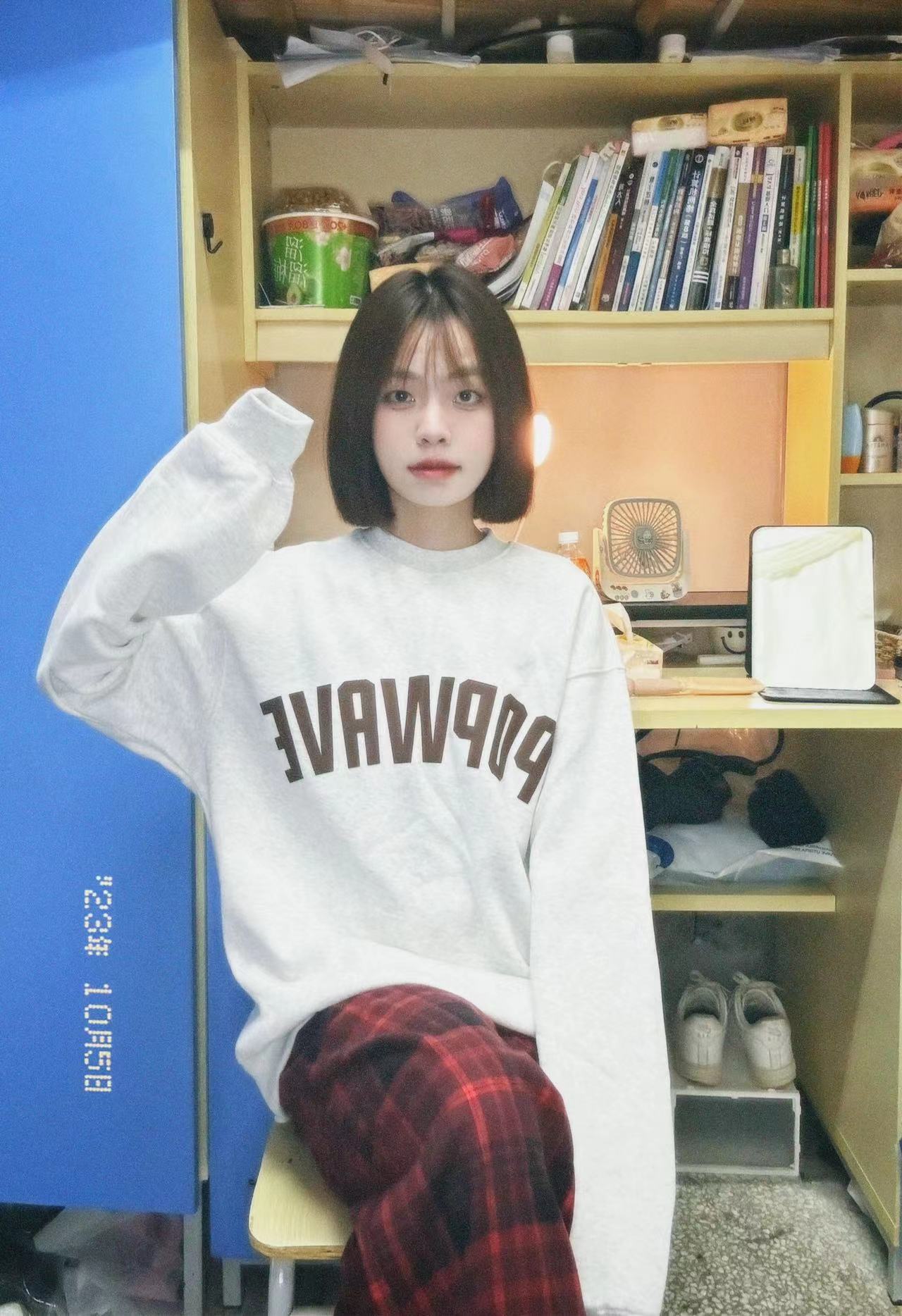 CVC cotton pasta wool Chinese cotton composite/milk silk 300g silver fox velvet 400g front printed round neck sweatshirt for women