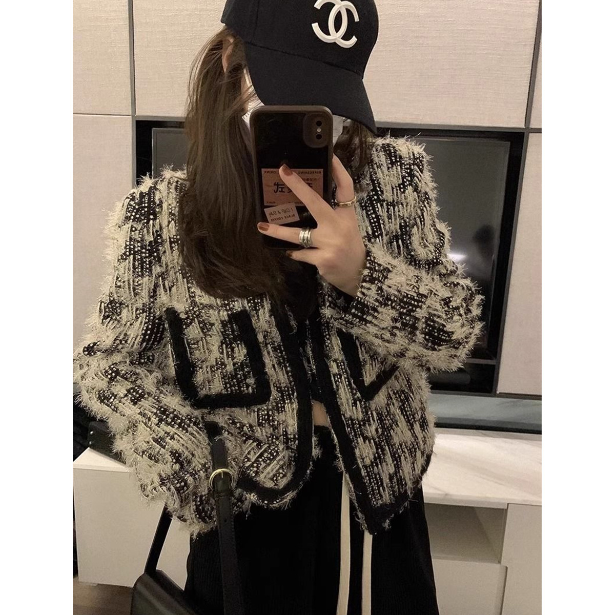 Quality inspection official picture design woven small fragrant style short coat for women autumn and winter American retro high-end jacket top