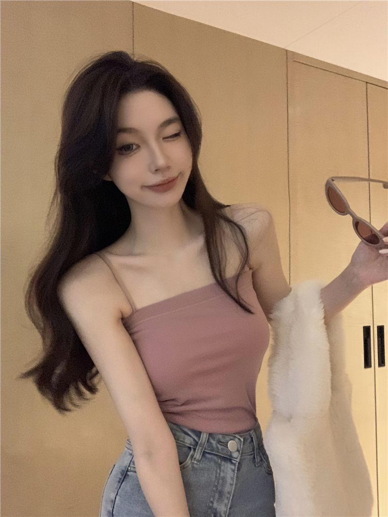 實拍價 秋冬加絨加厚吊帶背心女外穿內搭上衣