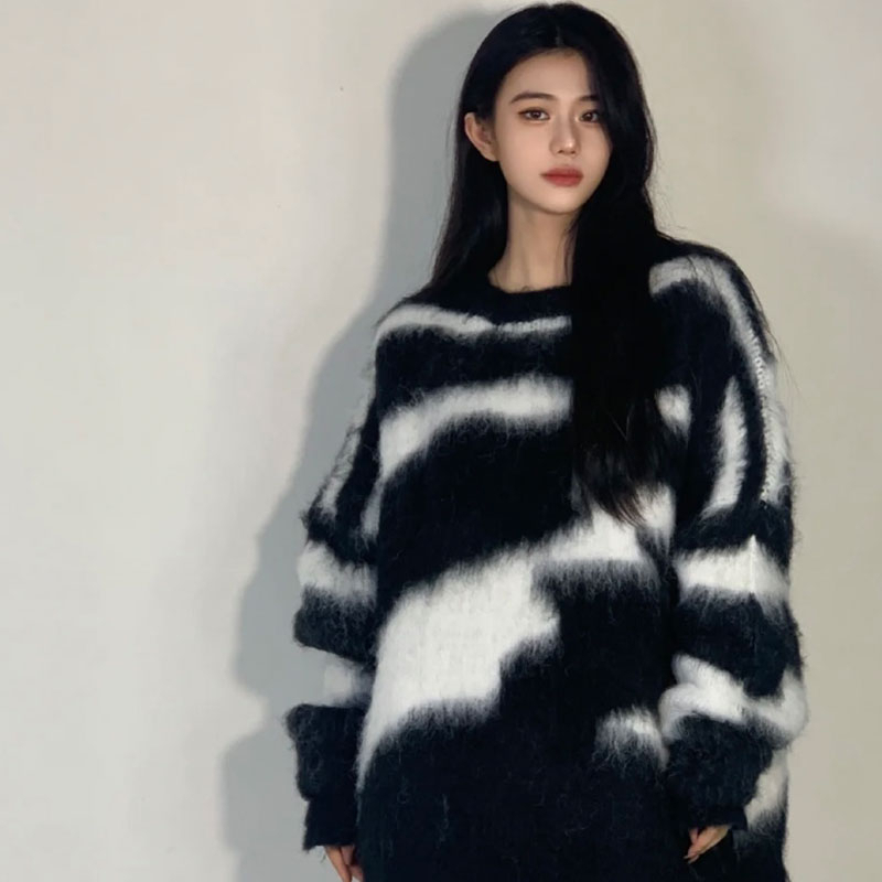 毛衣外套開衫女秋冬長款過膝寬鬆顯瘦設計感復古慵懶風針織衫潮