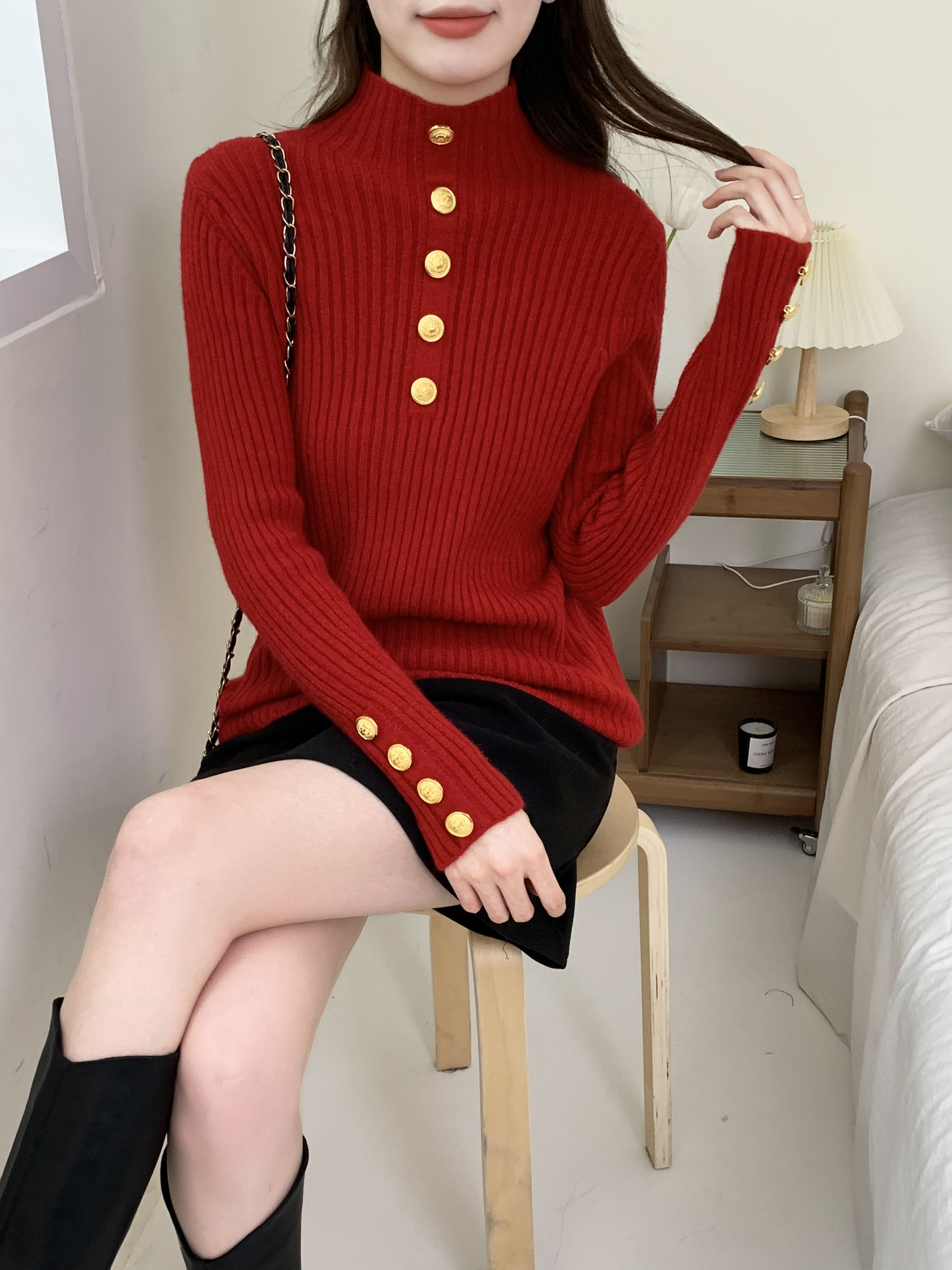 上衣長袖打底衫高領百搭