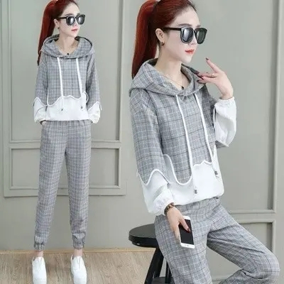Fashionable sweatshirt suit for women 2023 spring and autumn new style foreign style slimming and age-reducing professional two-piece set