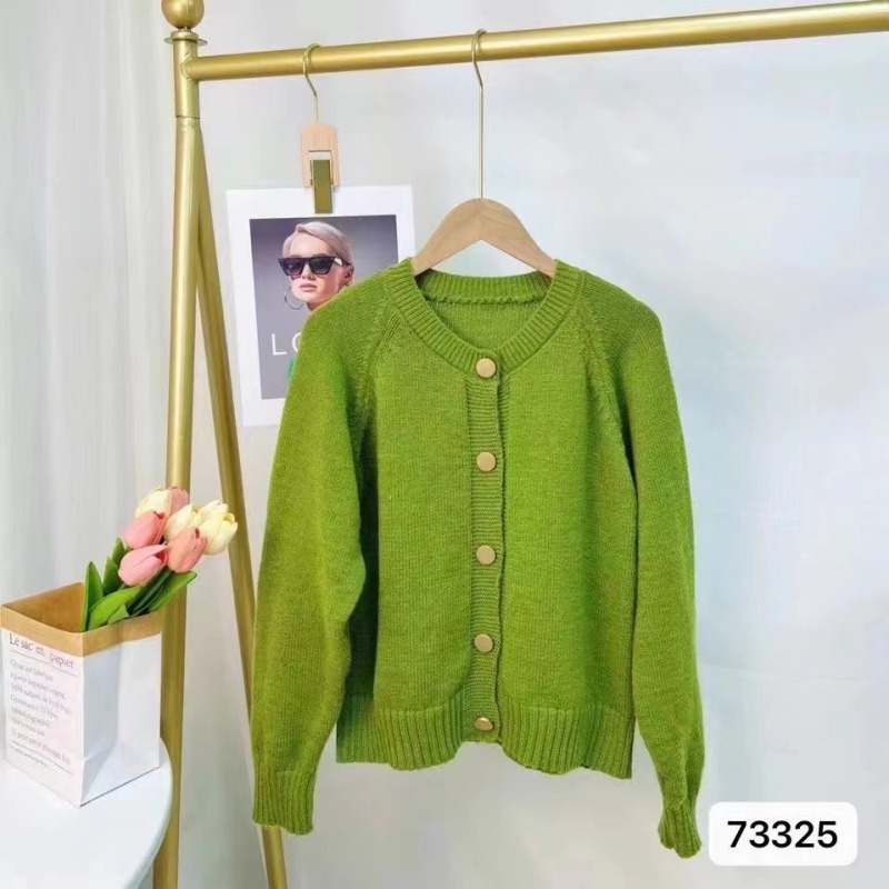 French knitted cardigan loose-breasted solid color casual outer top 2023 new fashion jacket for women