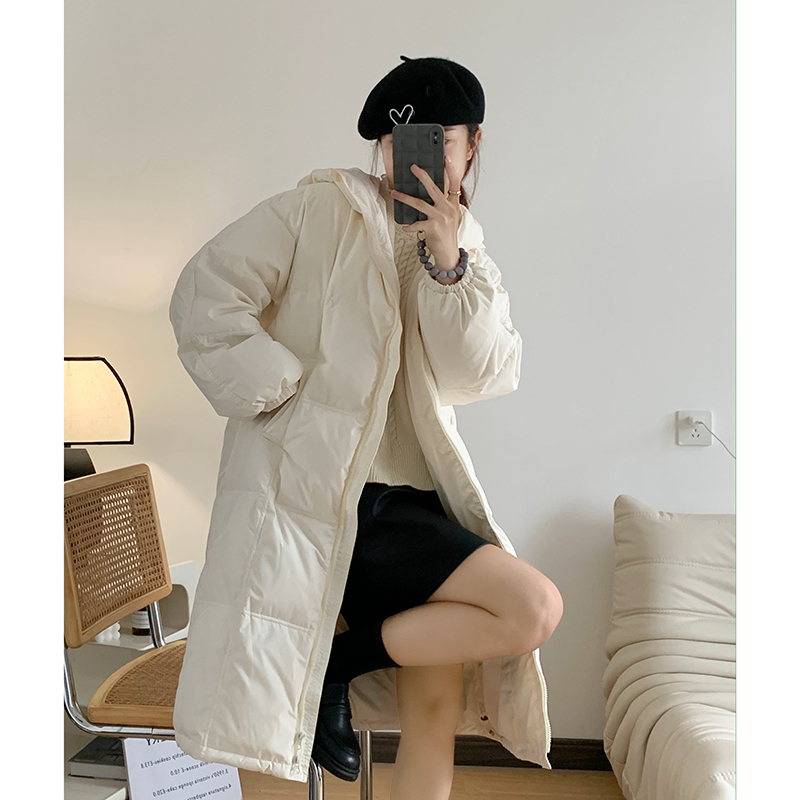 Real shot of ins down jacket for women 2023 new thick cotton jacket mid-length Korean style loose cotton jacket