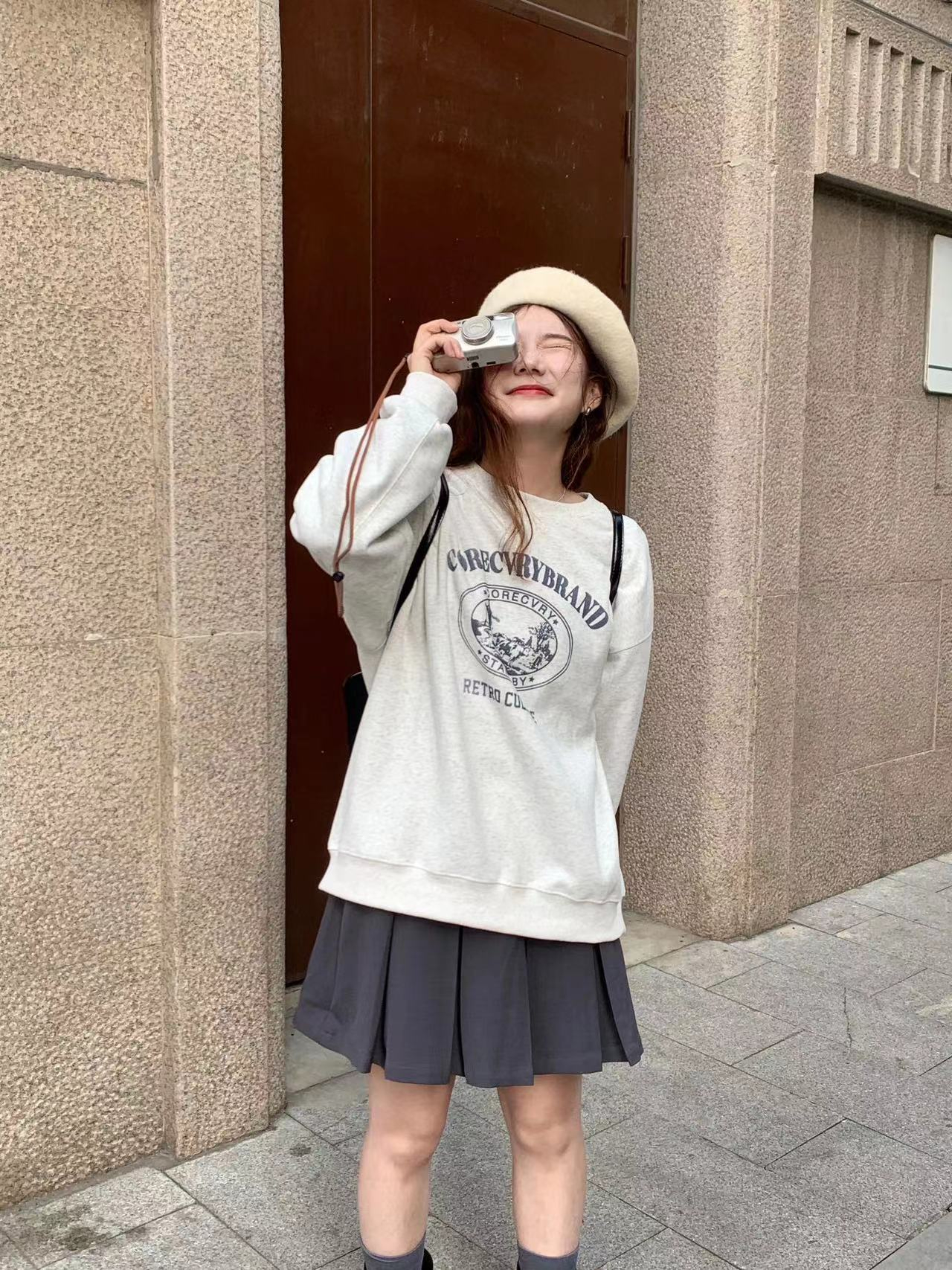 Anti-cotton Chinese cotton composite milk silk 300g/silver fox velvet 400g round neck sweatshirt for women