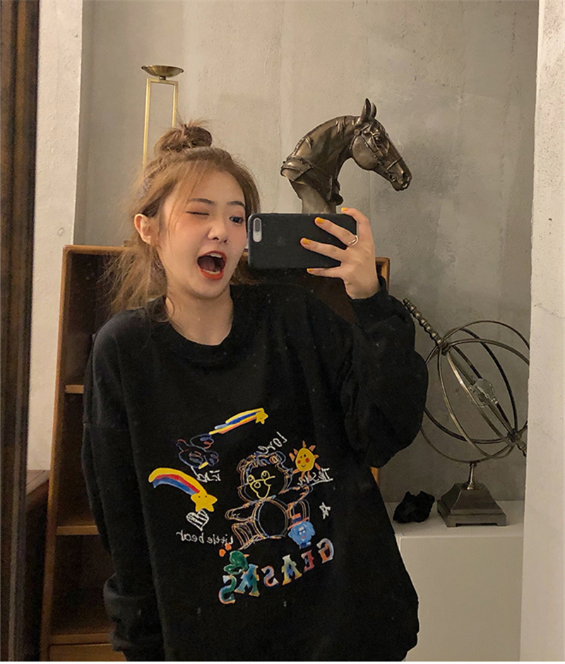 Anti-cotton Chinese cotton composite milk silk 300g/silver fox velvet 400g round neck sweatshirt for women