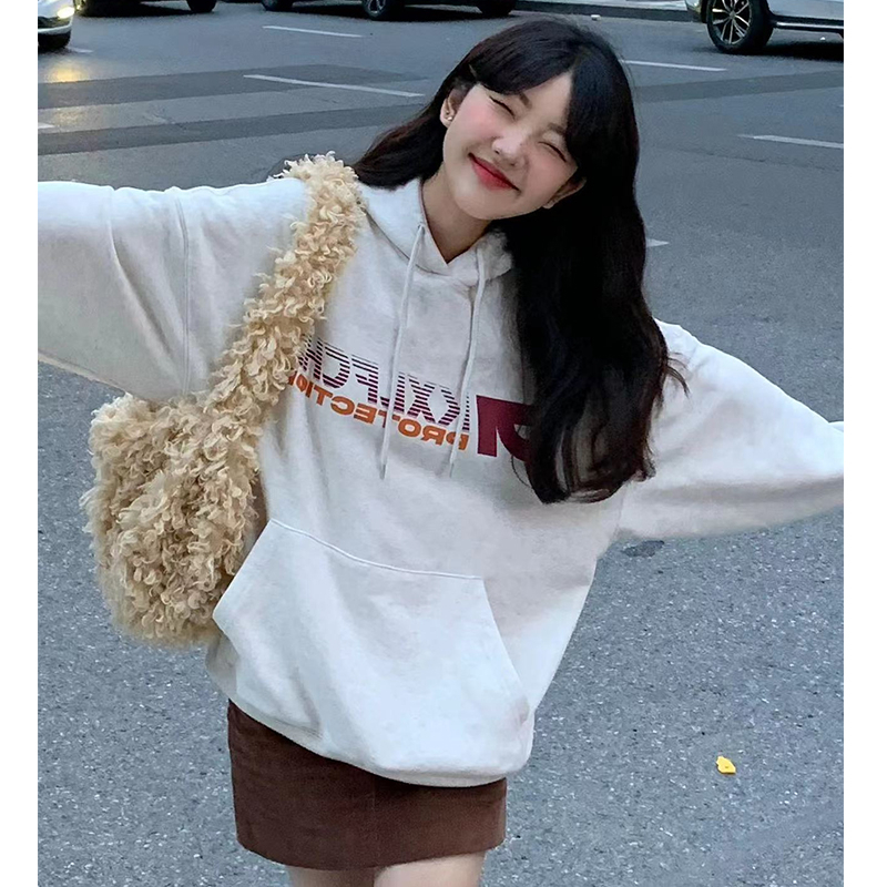 Anti-cotton Chinese cotton composite milk silk 300g/silver fox velvet 400g hooded sweatshirt for women