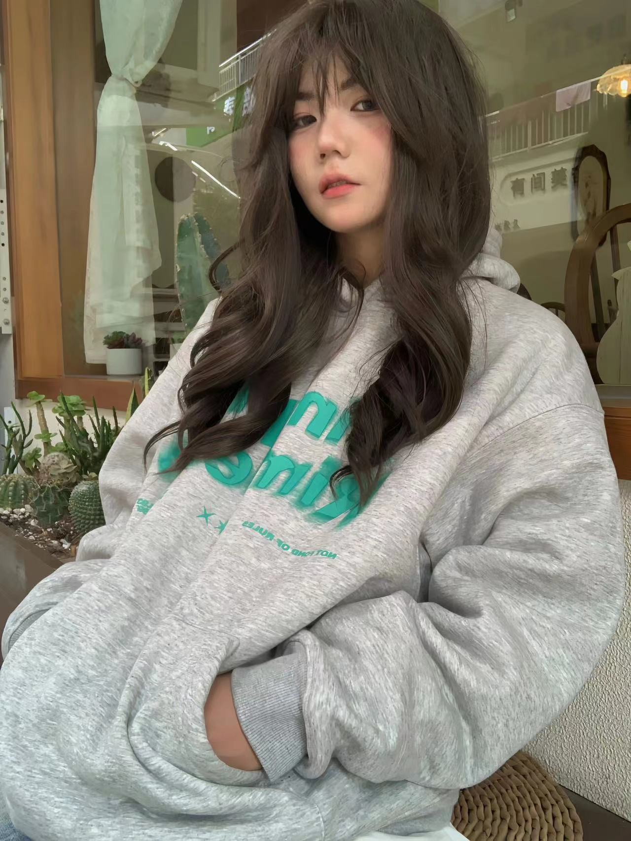 Anti-cotton Chinese cotton composite milk silk 300g/silver fox velvet 400g hooded sweatshirt for women