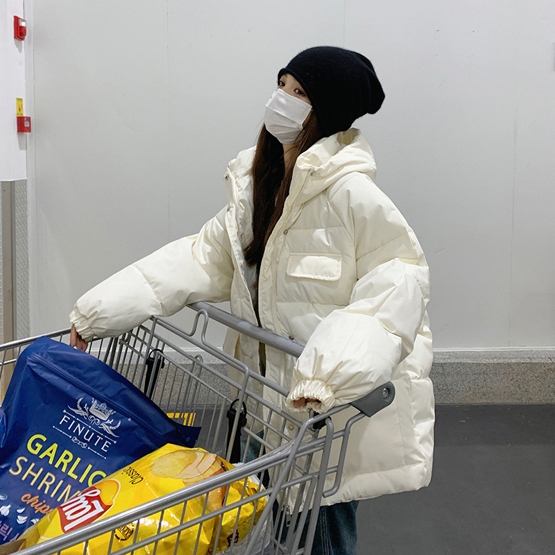 Real shot of women's cotton coat, Korean style short bread coat, small person, large size, Hong Kong style loose down jacket, student fat MM