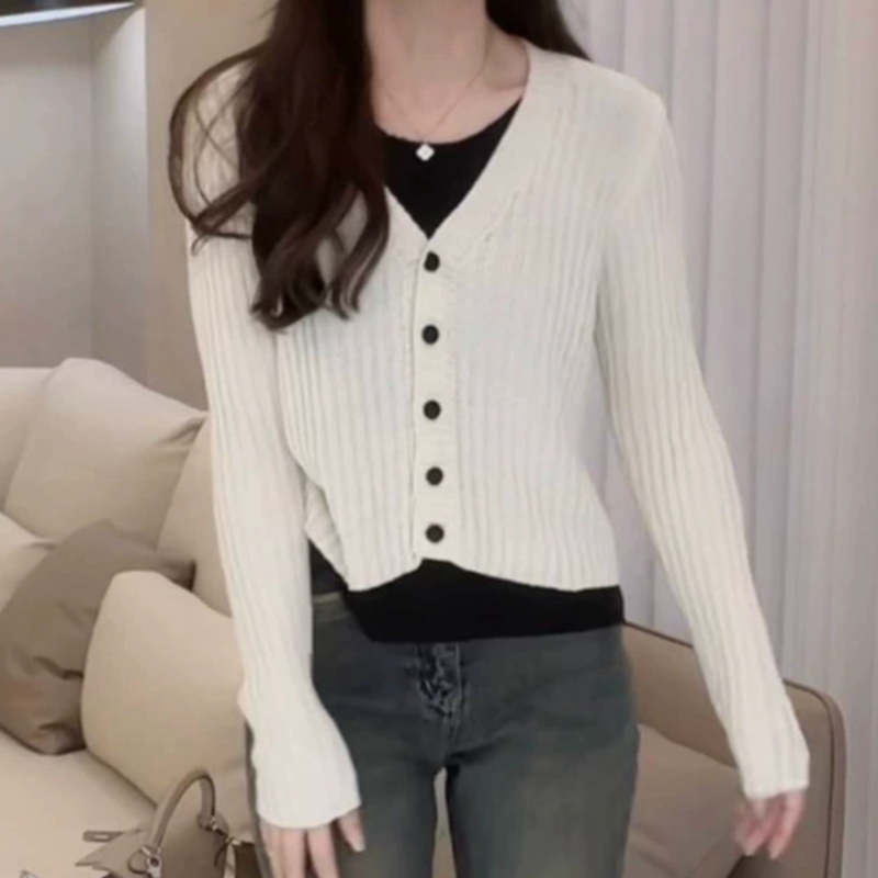 Designed with a sense of foreign style, casual fake two-piece sweater for women, new autumn style, loose, slim, stylish, long-sleeved top