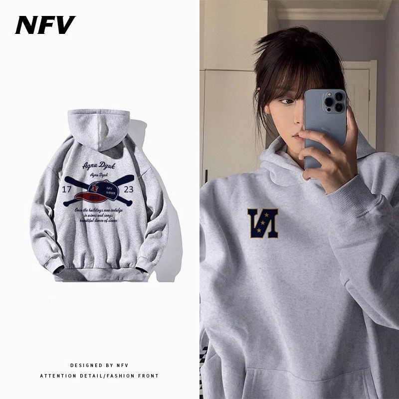 CVC cotton pasta wool Chinese cotton composite/milk silk 300g silver fox velvet 400g front and back printed hooded sweatshirt for women