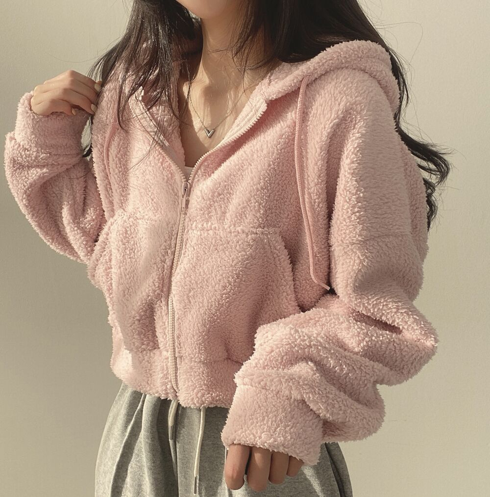 Lamb fleece jacket for women 2023 autumn and winter thickened warm furry jacket zipper hooded lamb jacket