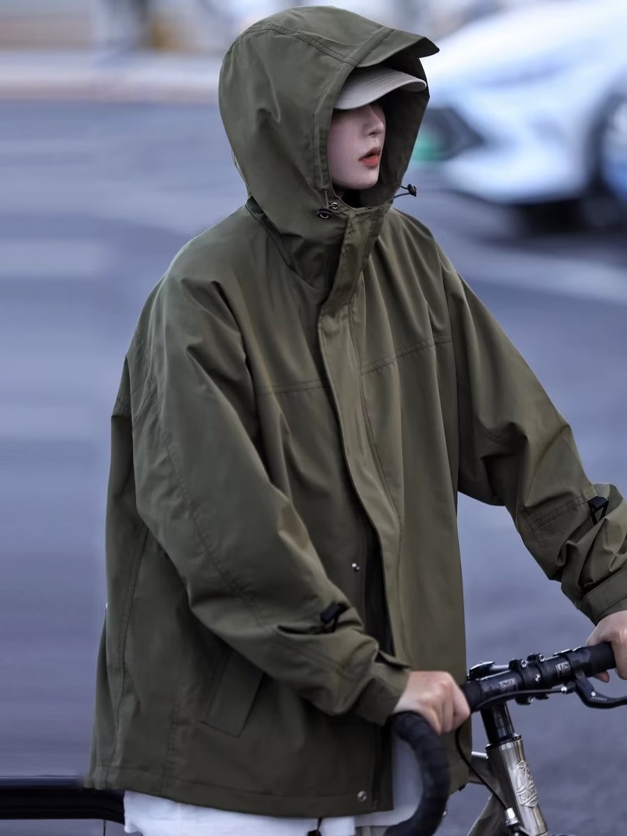 春秋款自製防風防潑旅遊潮流機能工裝夾克外套男女衝鋒衣情侶裝